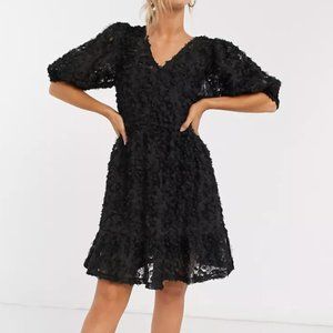 Vero Moda Textured Mini Dress With Puff Sleeves